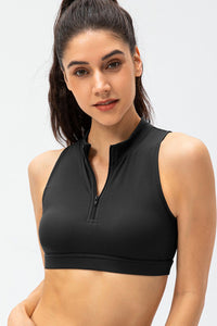 Cropped Cutout Back Zipper Front Active Tank Top