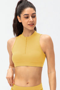 Cropped Cutout Back Zipper Front Active Tank Top